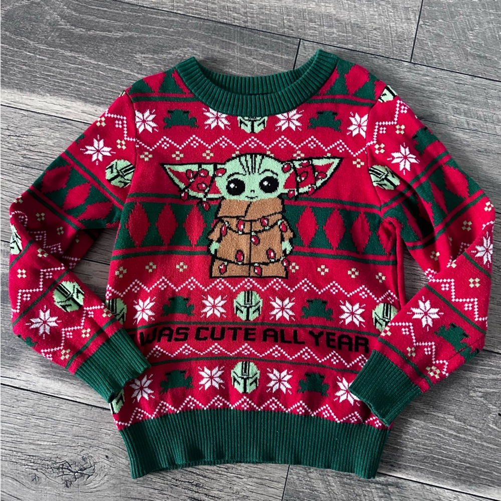 Toddler Boy Star Wars Baby Yoda Grogu The Child Christmas Holiday Sweater